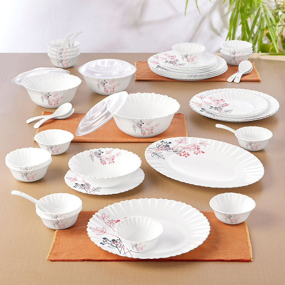 Larah by Borosil Aspen 47 pc Dinner Set 47 pc Set: Serves 6