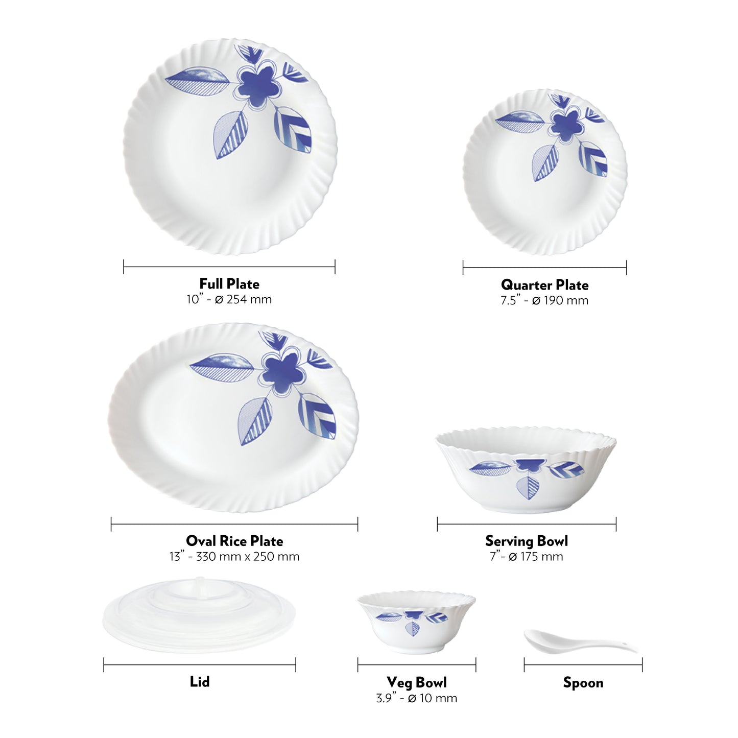 Larah by Borosil Morning Glory 47 pc Dinner Set