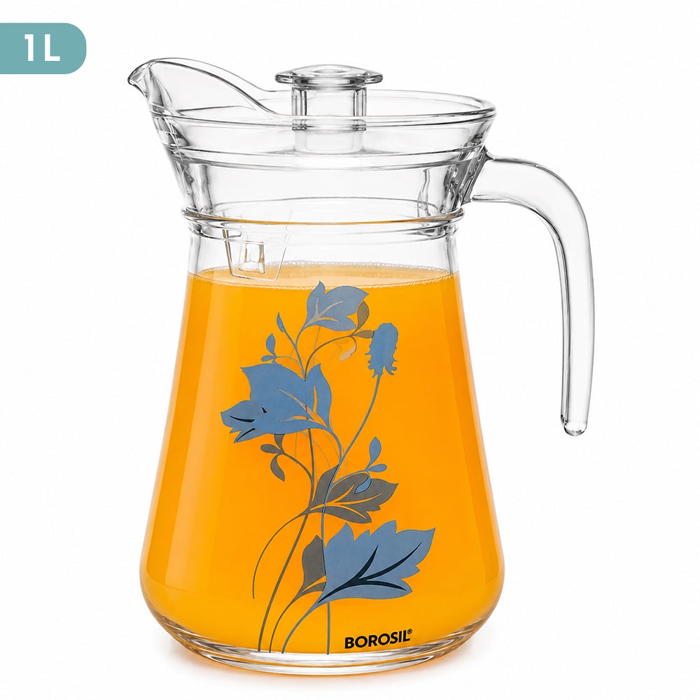 Amphora Glass Jug with Lid & Strainer, Ageria