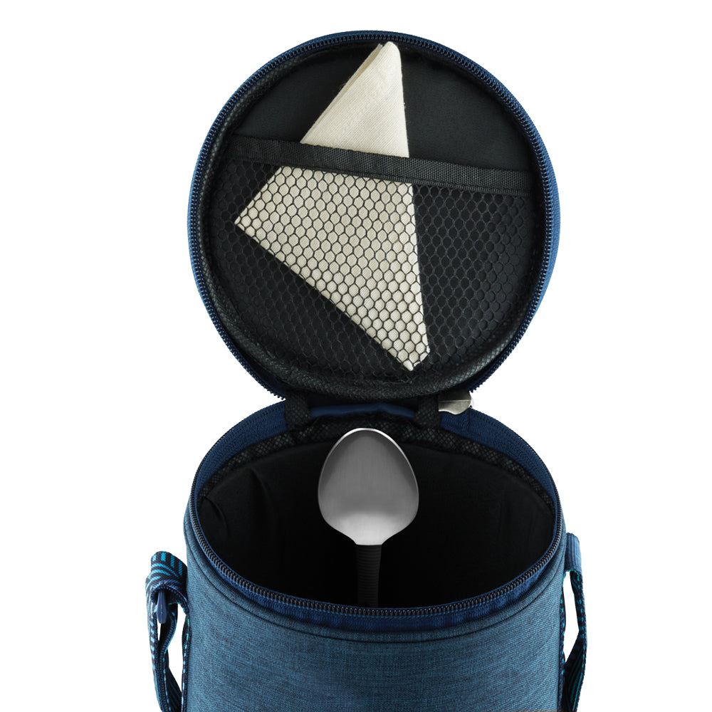 Borosil FoodLuck Blue Lunch Bag, Round x 3 (Tall)