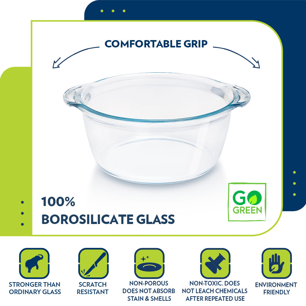 Borosil Deep Round Casserole, 2.5L