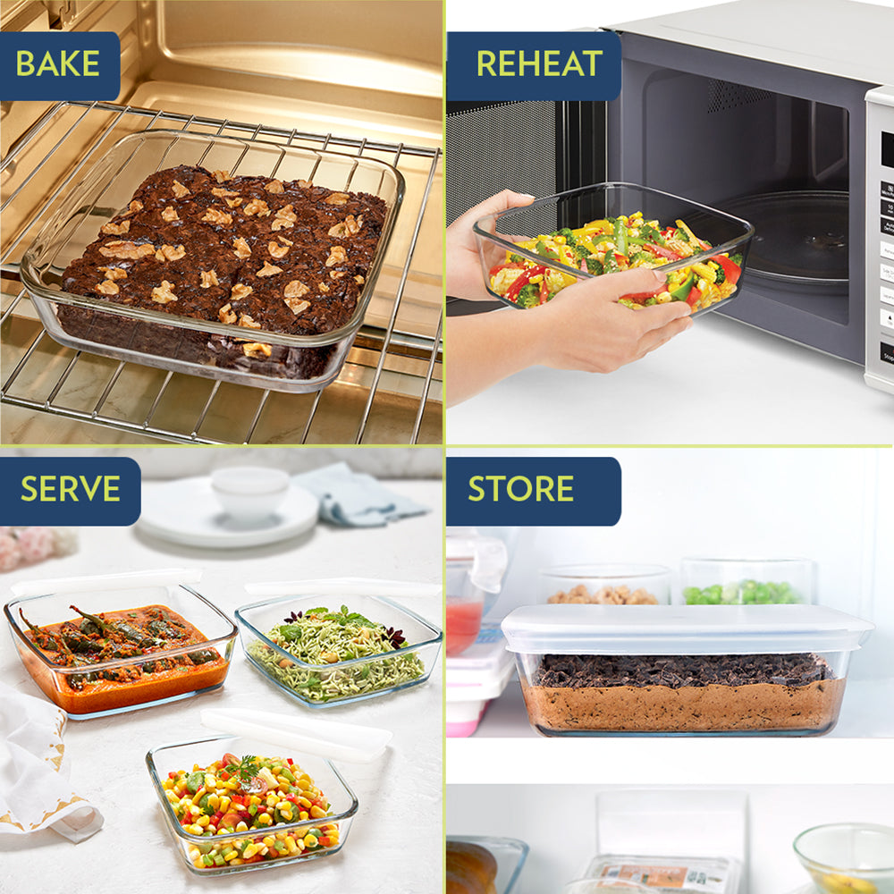 Borosil Square Baking Dish w lid