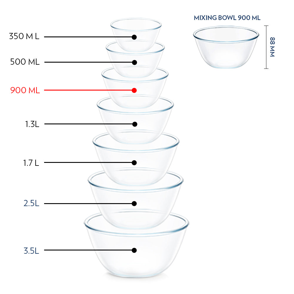 Borosil Mixing Bowl White Lid, Set of 2