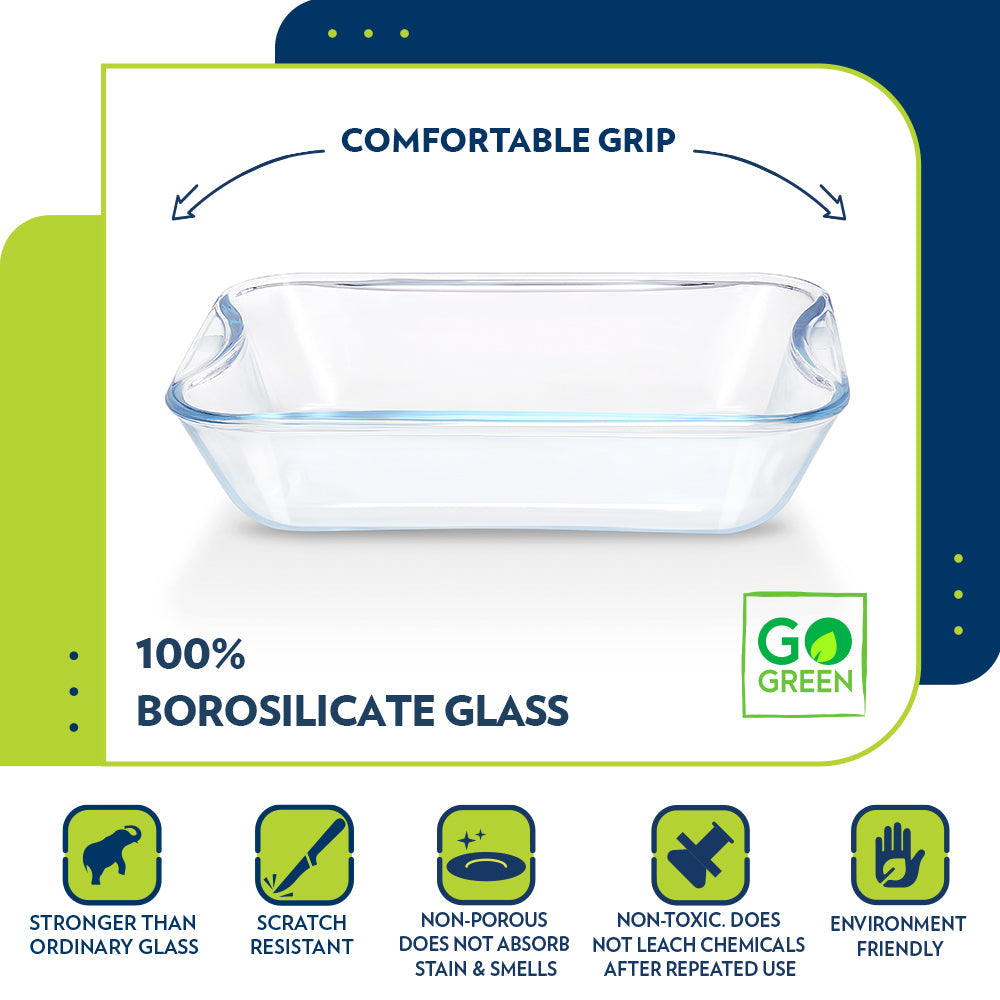 Borosil EasyGrip Rectangular Dish, 1.5L