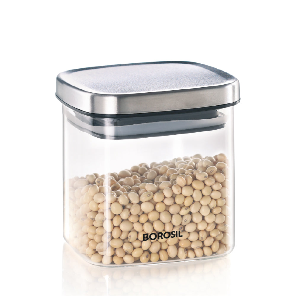 Borosil Classic Square Jar, 600ml