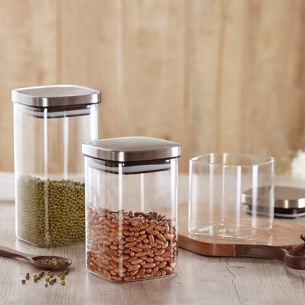 Borosil Classic Square Jar, 600ml