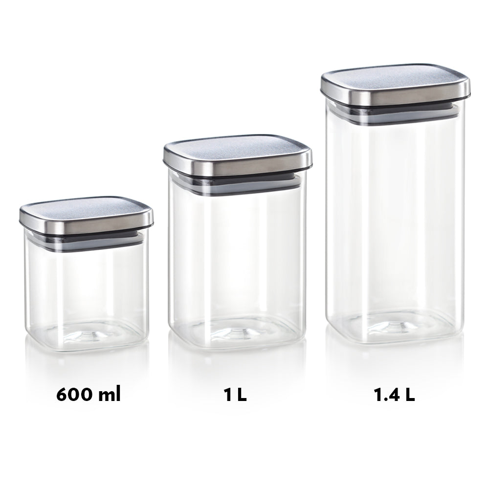Borosil Classic Square Jar, 600ml