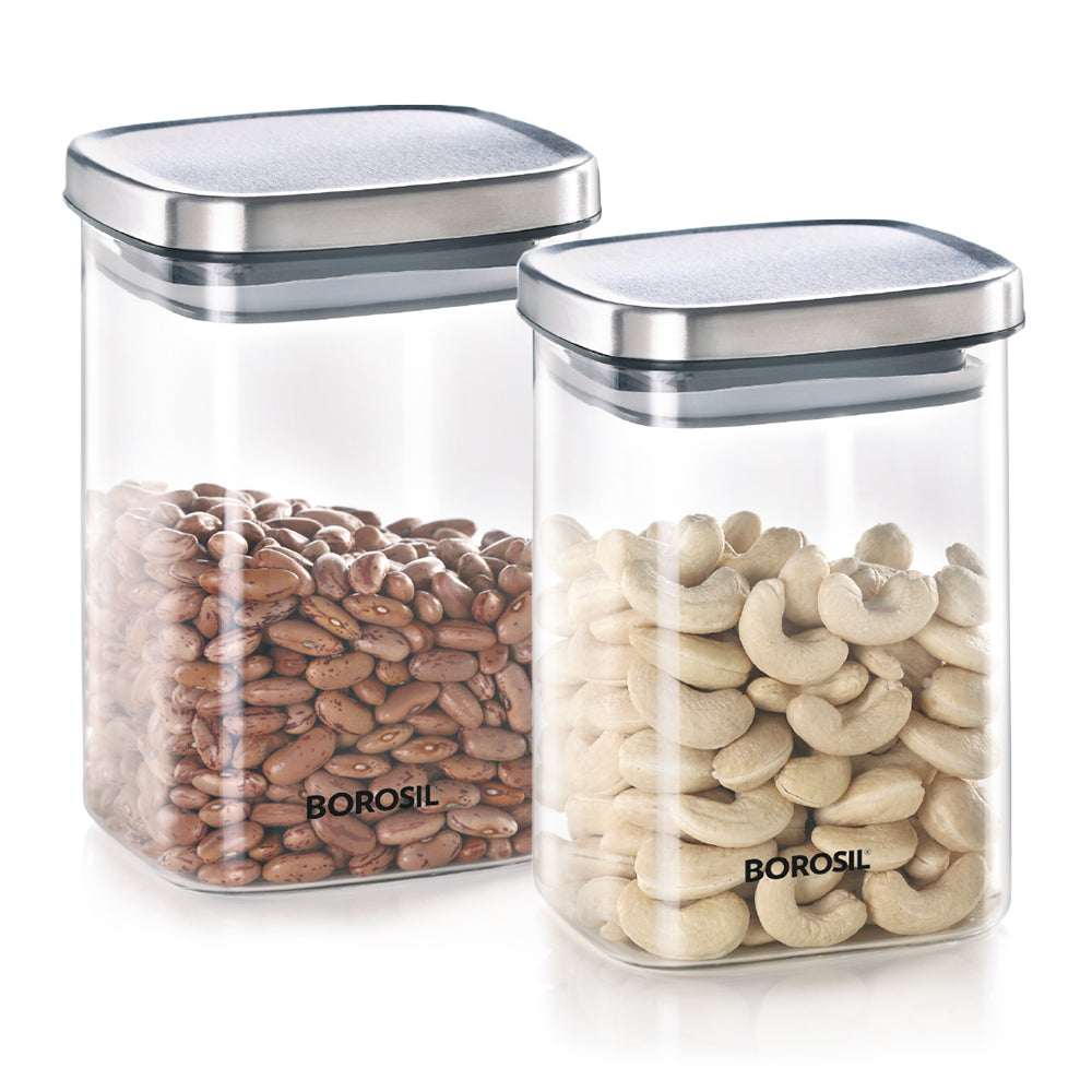 Borosil Classic Square Jar, 1L