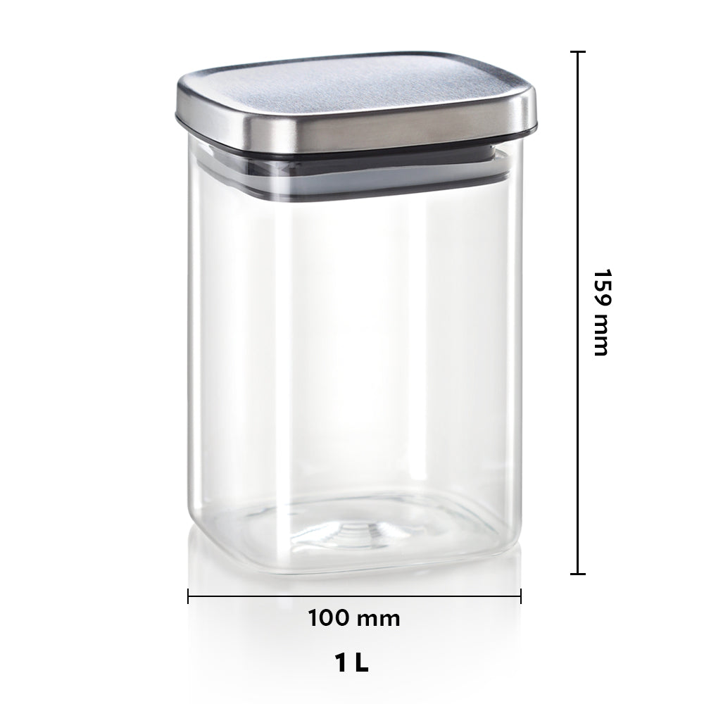 Borosil Classic Square Jar, 1L