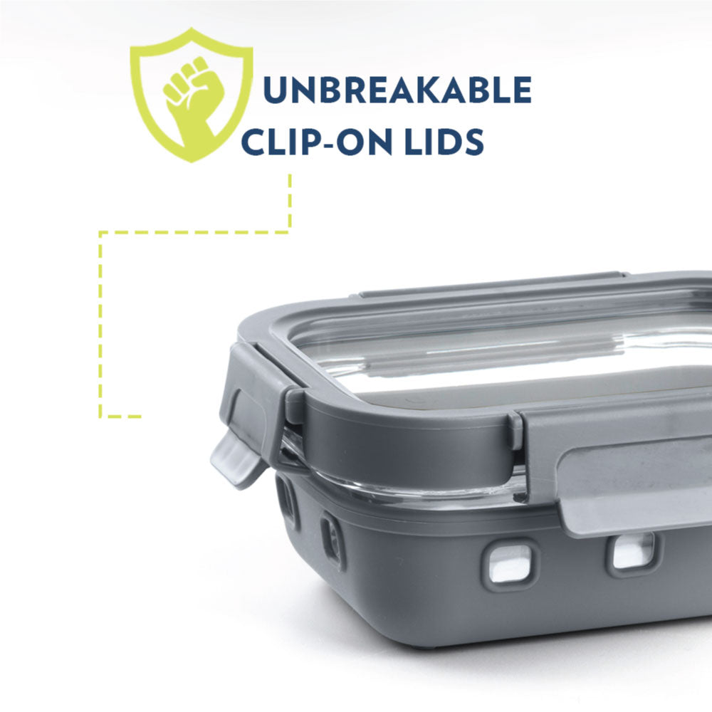 Borosil Klip n Store Plus Rectangular Glass Container, 640ml