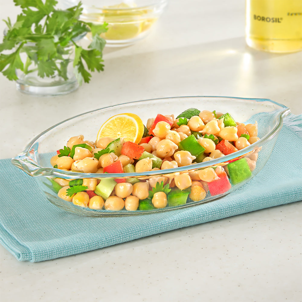Borosil Oval Baking Dish w Handle, 340ml