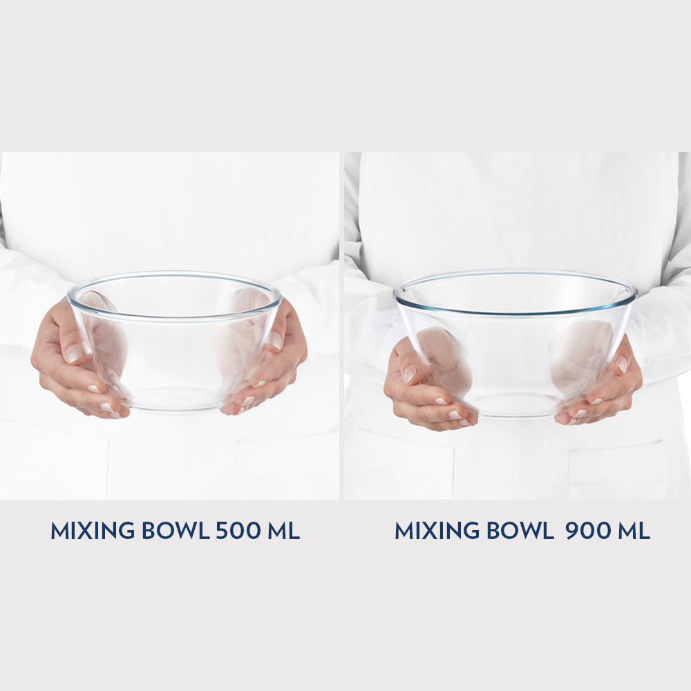 Borosil Select Mixing Bowl w Blue Lid Set of 2, 500ml + 900ml