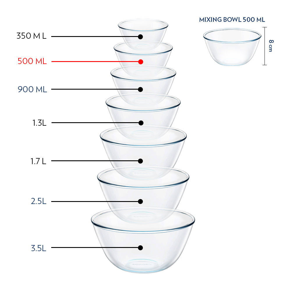 Borosil Select Mixing Bowl w Blue Lid Set of 2