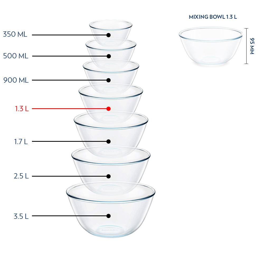 Borosil Mixing & Serving Bowl, Blue Lid, 1.3L