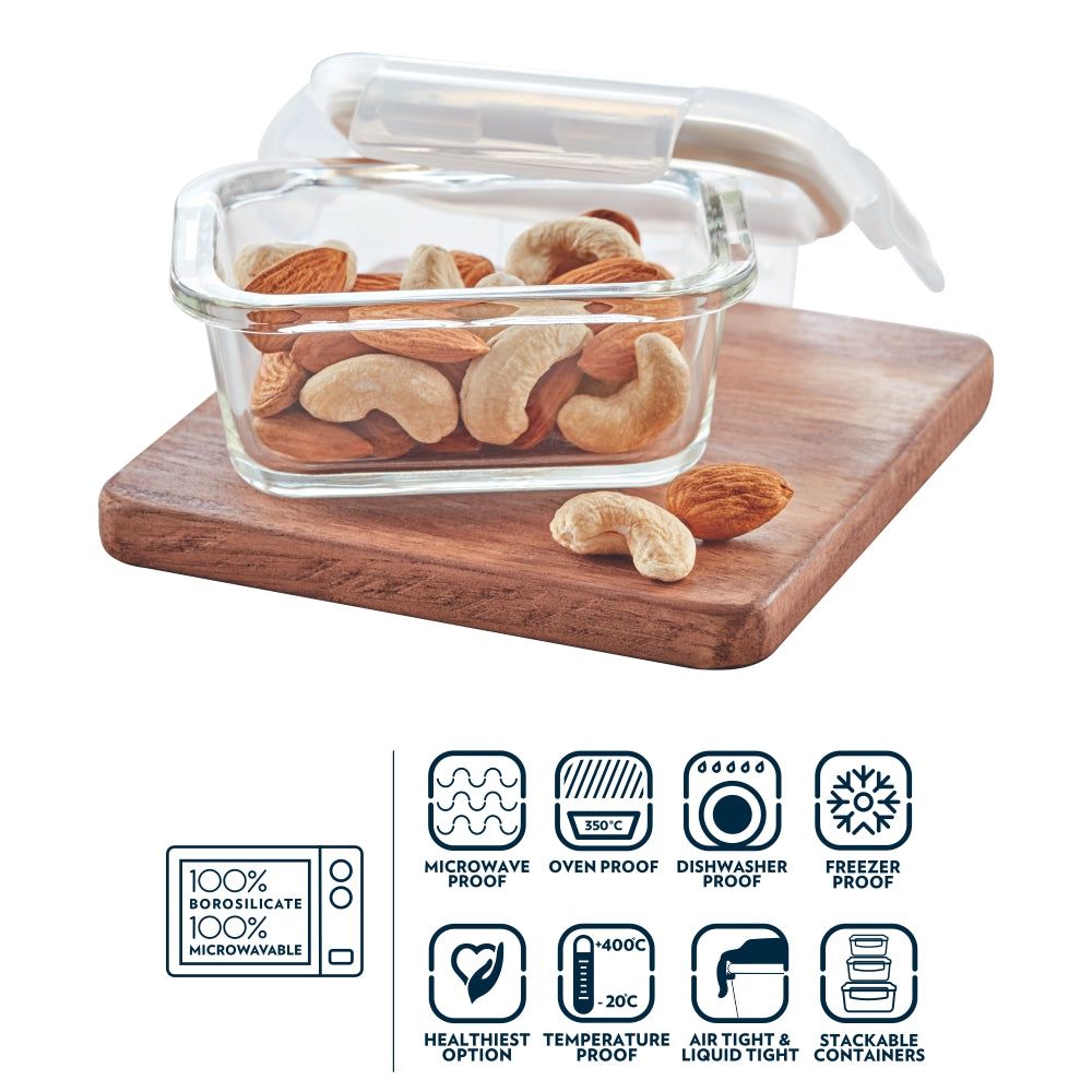 Borosil Klip n Store Rectangular Glass Container