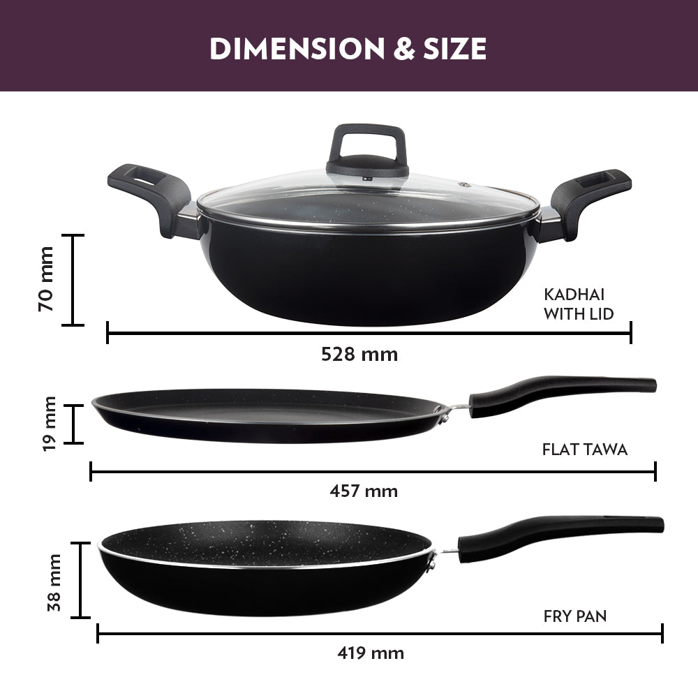 Borosil Granito Cookware Set, 4 pc