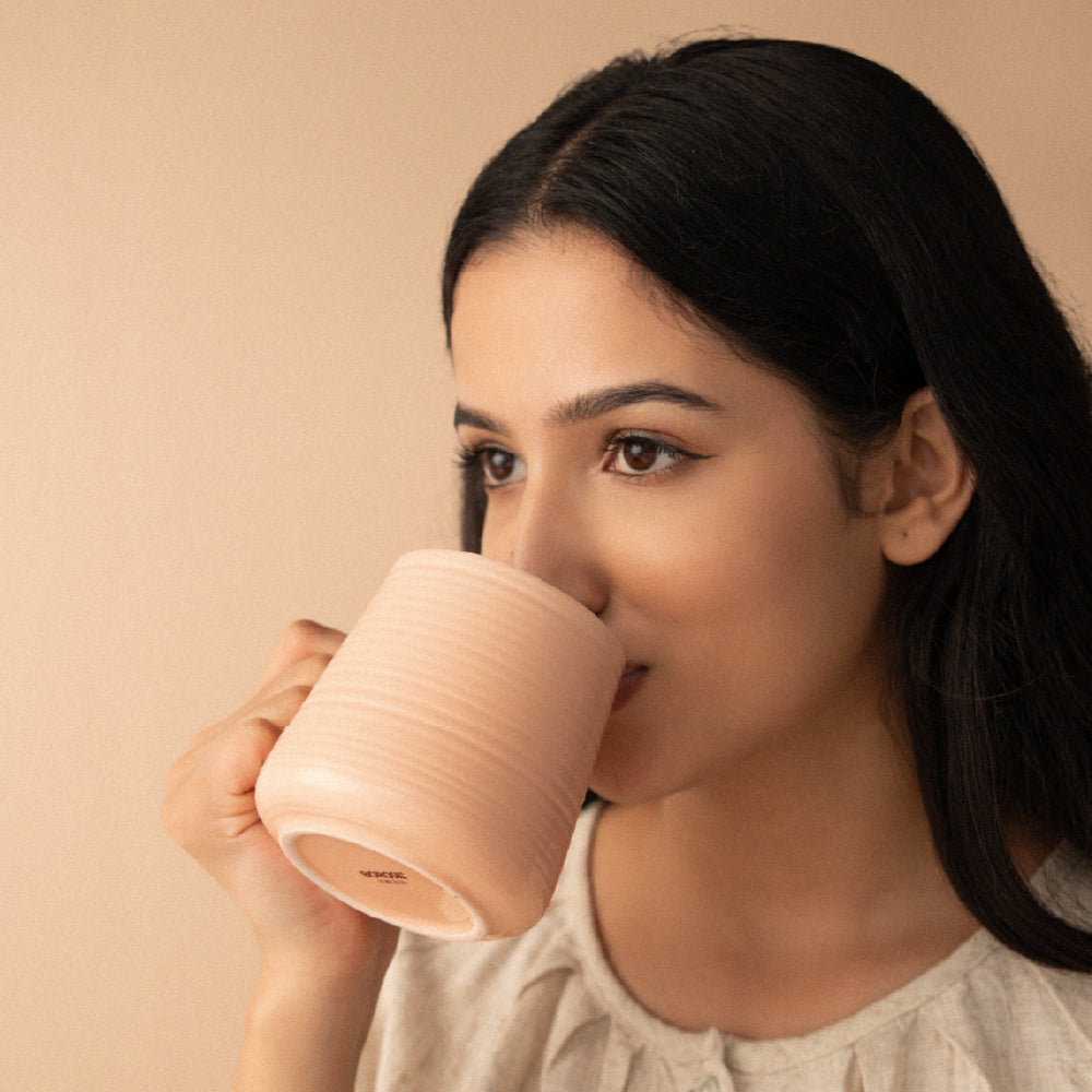 Porcelia Bello Mug, Peach - Set of 2