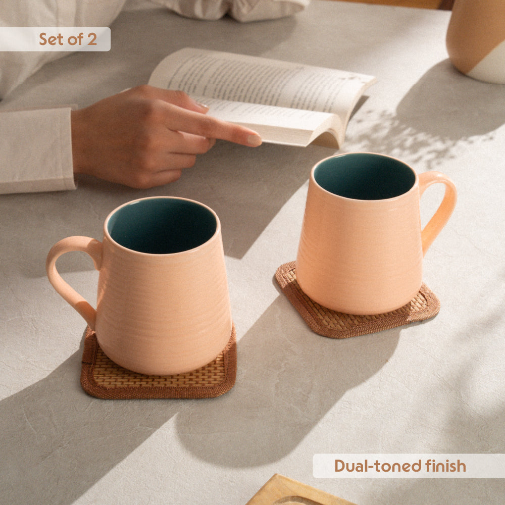 Porcelia Bello Mug, Peach - Set of 2