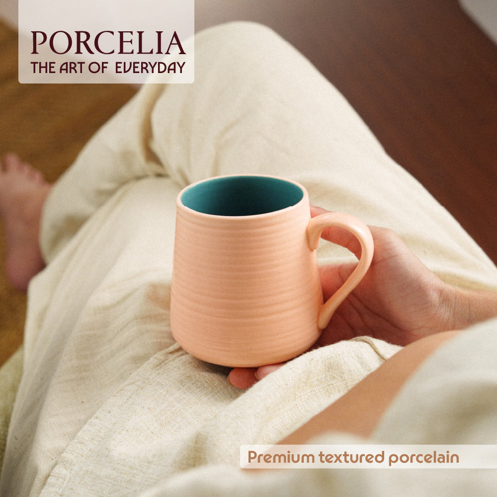 Porcelia Bello Mug, Peach - Set of 2