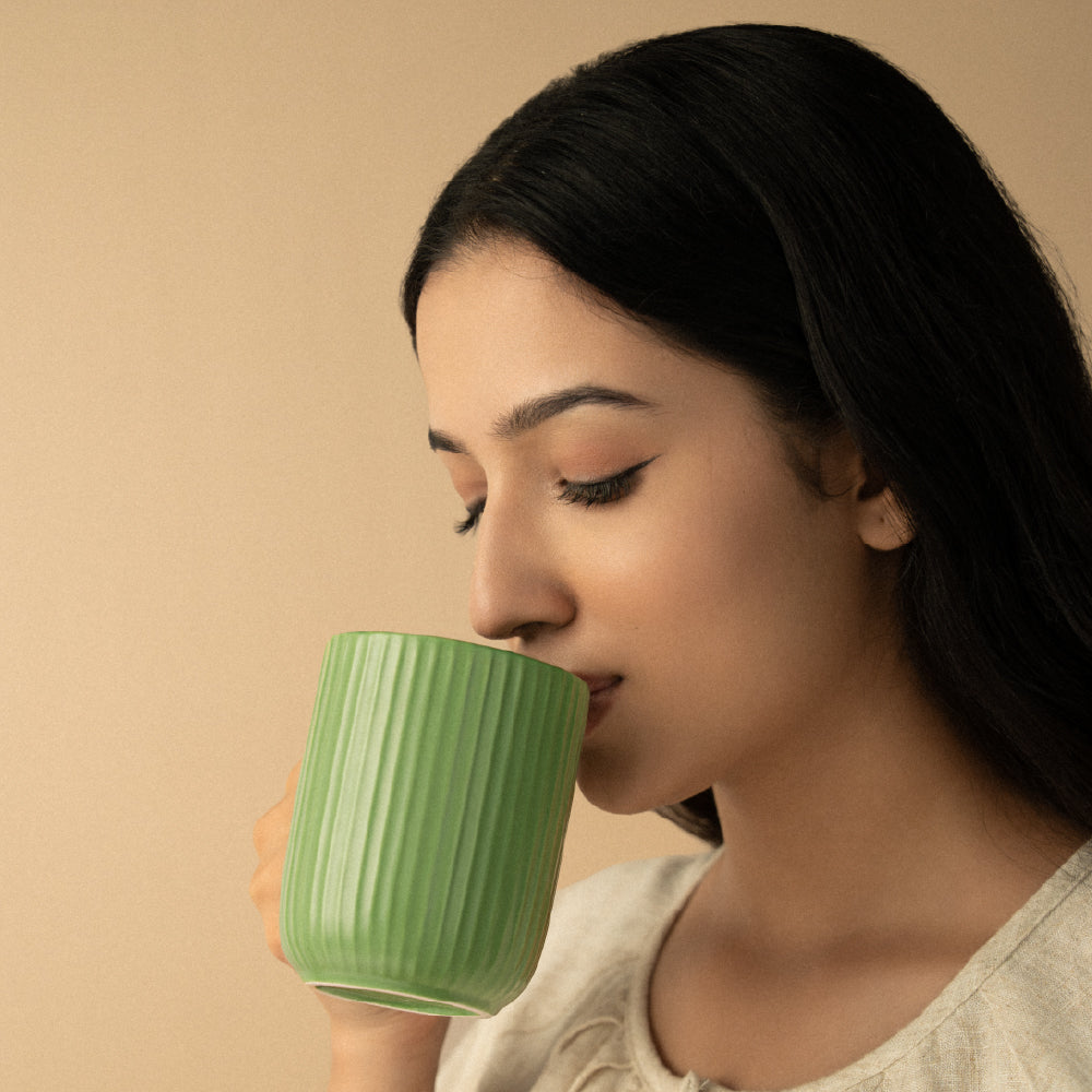 Porcelia Flute Mug, Moss - Set of 2
