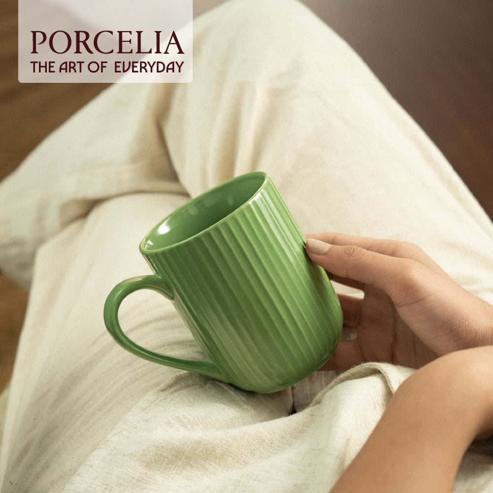 Porcelia Flute Mug, Moss - Set of 2