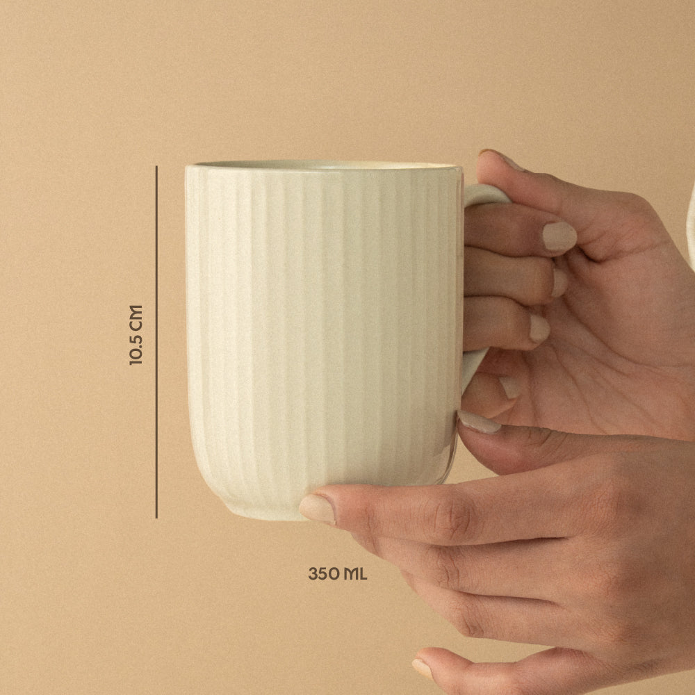 Porcelia Flute Mug, Pearl - Set of 2