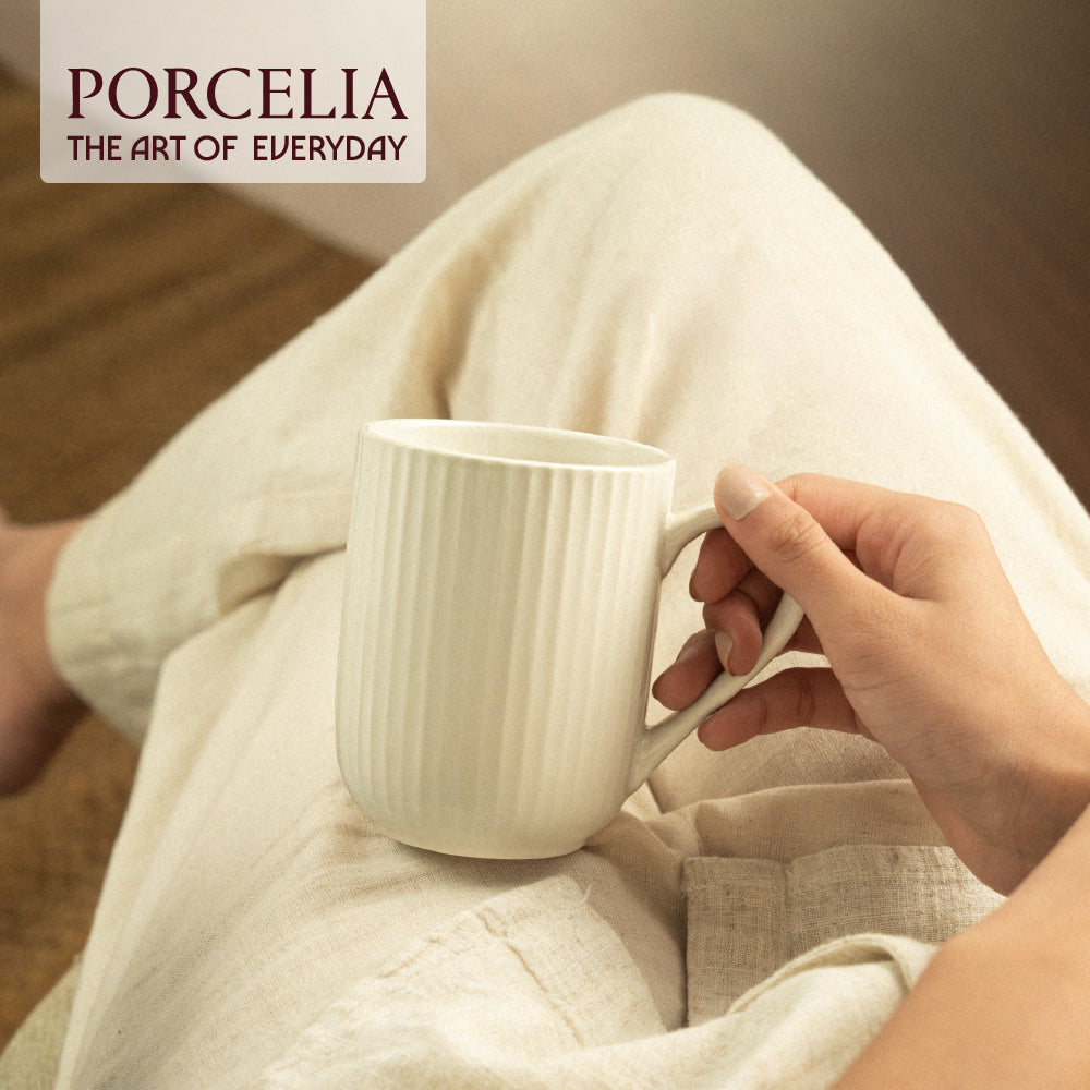 Porcelia Flute Mug, Pearl - Set of 2