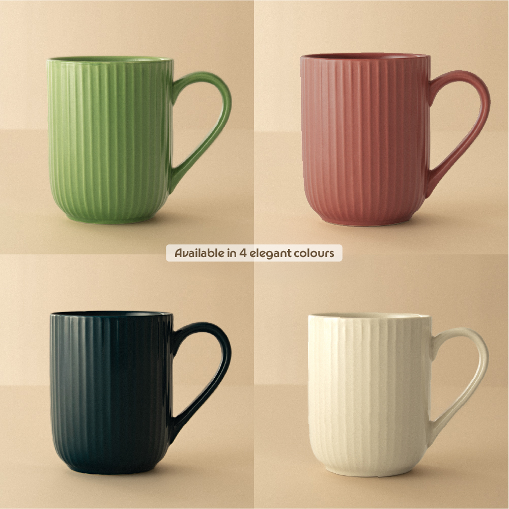 Porcelia Flute Mug, Pearl - Set of 2