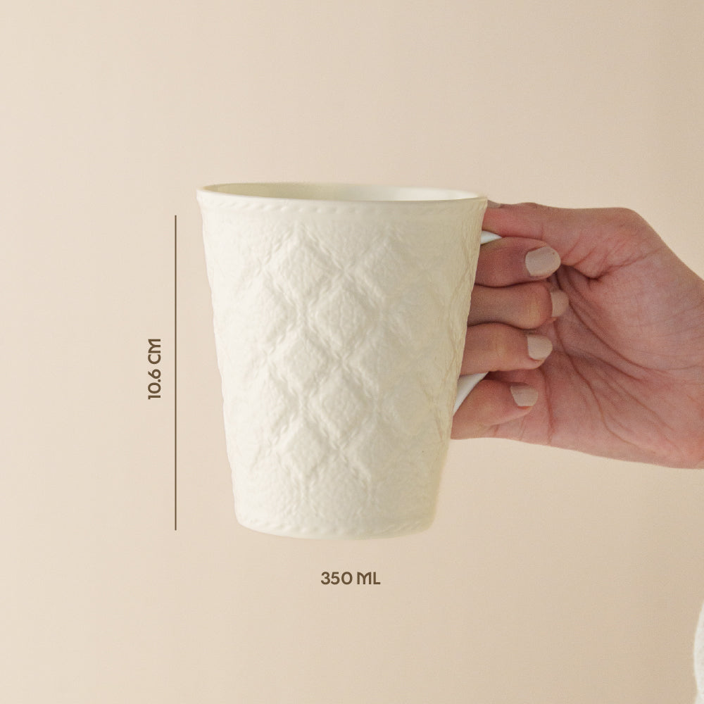 Porcelia Velvetto Mug, Ivory - Set of 2