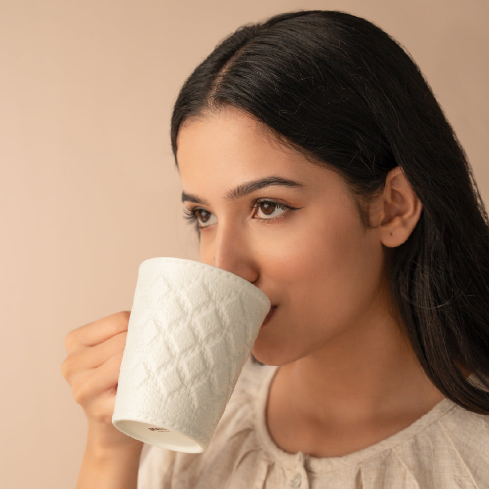 Porcelia Velvetto Mug, Ivory - Set of 2
