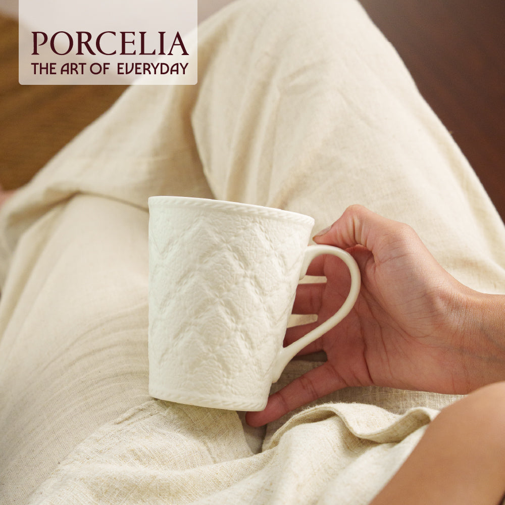 Porcelia Velvetto Mug, Ivory - Set of 2