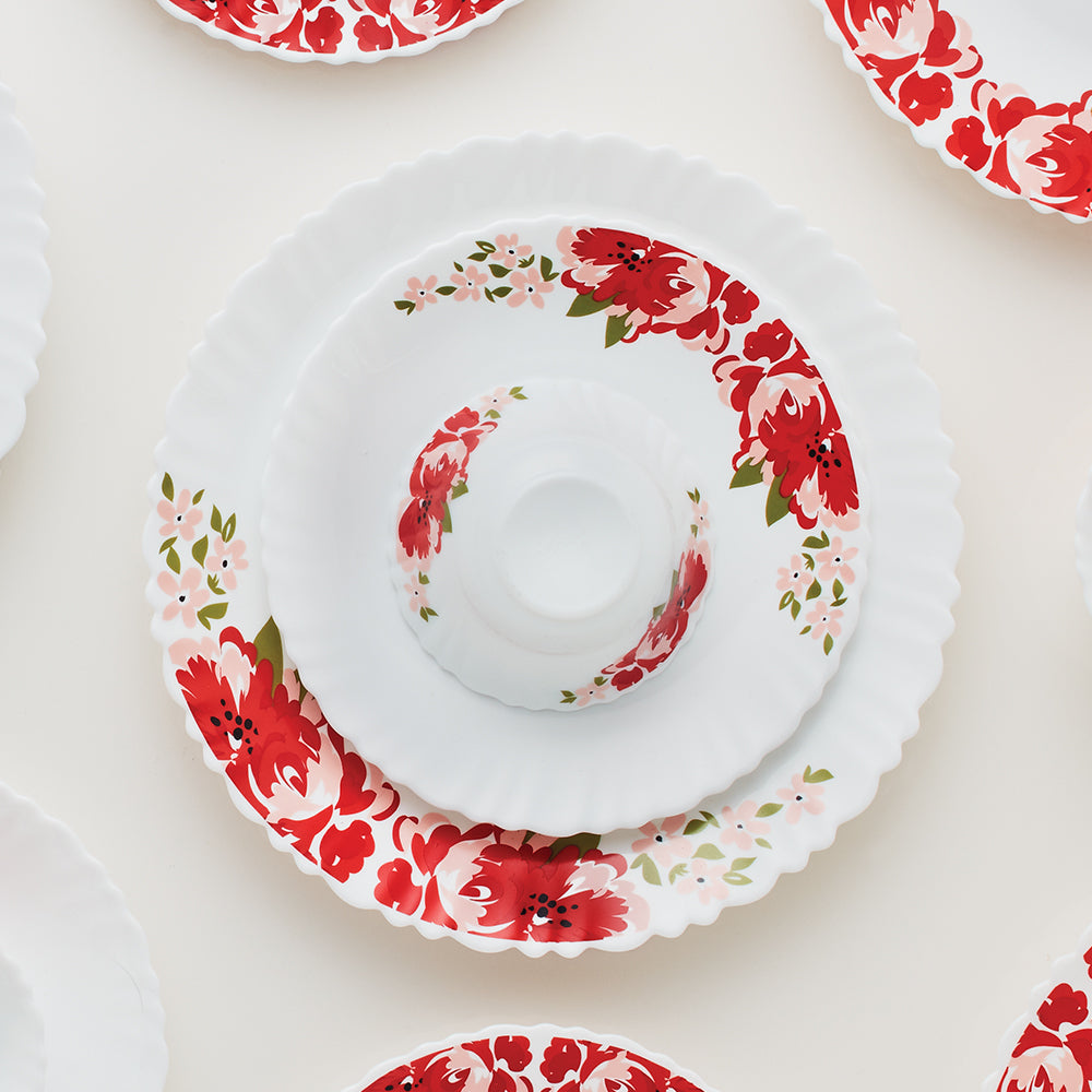 Larah by Borosil Rose Red Dinner Set, 15 pc