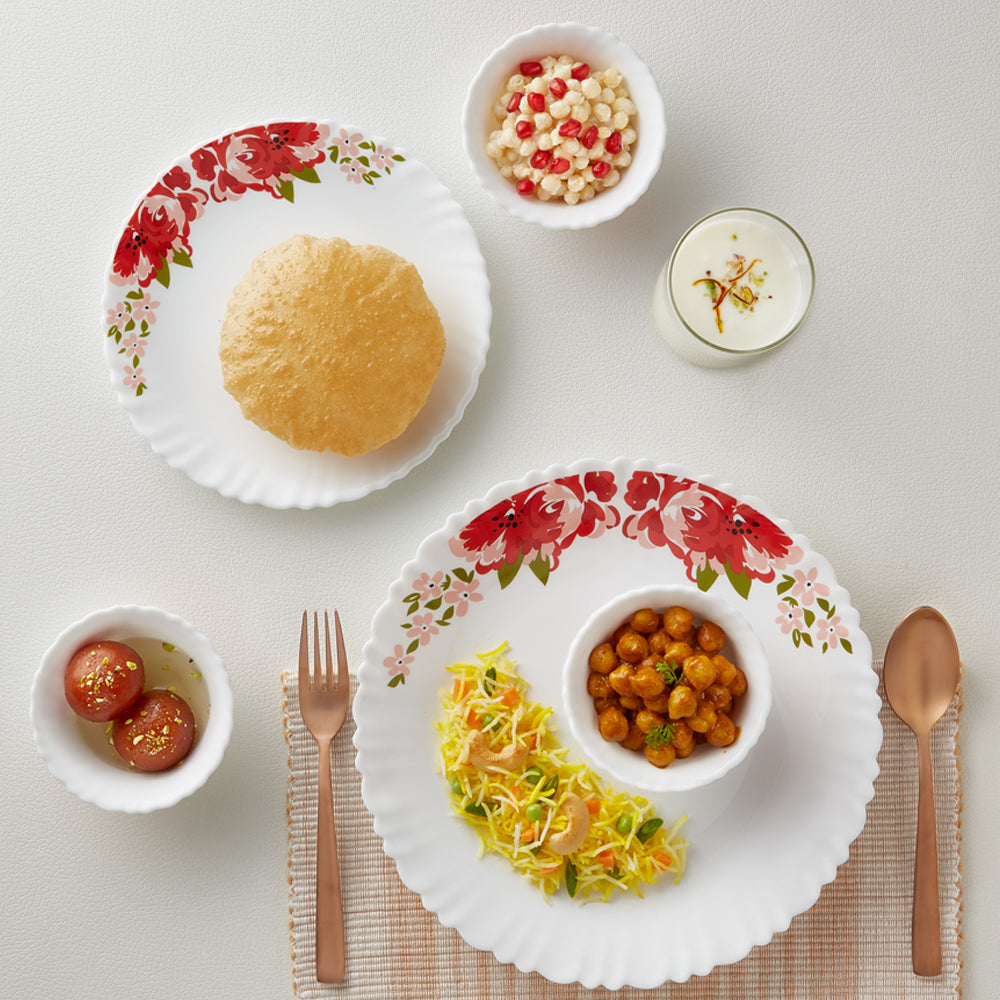 Larah by Borosil Rose Red Dinner Set, 15 pc