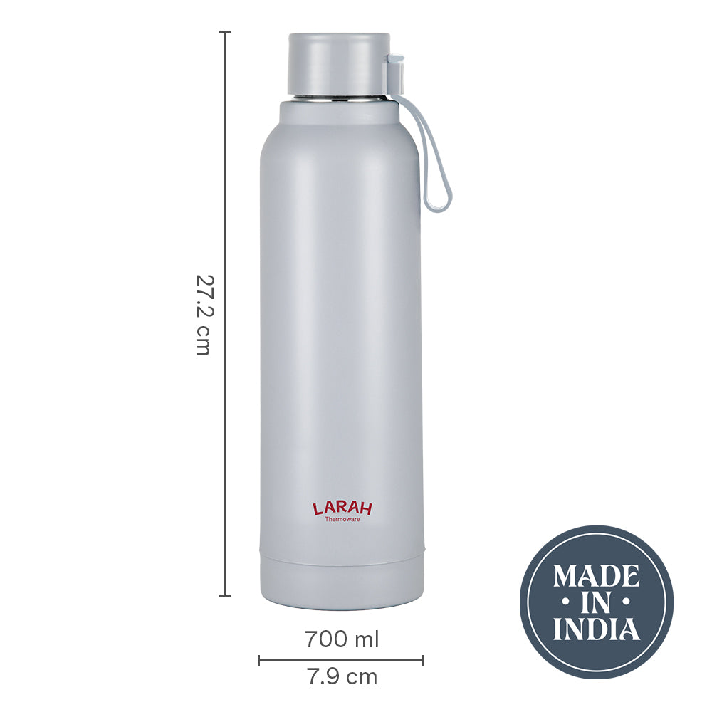 Larah Orbit Round PU Thermoware Bottle, 700 ml, Grey