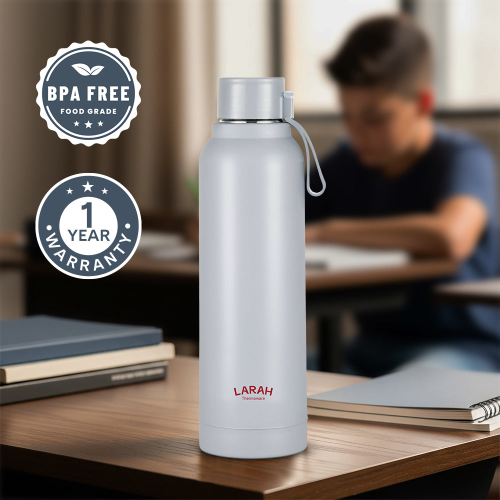 Larah Orbit Round PU Thermoware Bottle, 700 ml, Grey