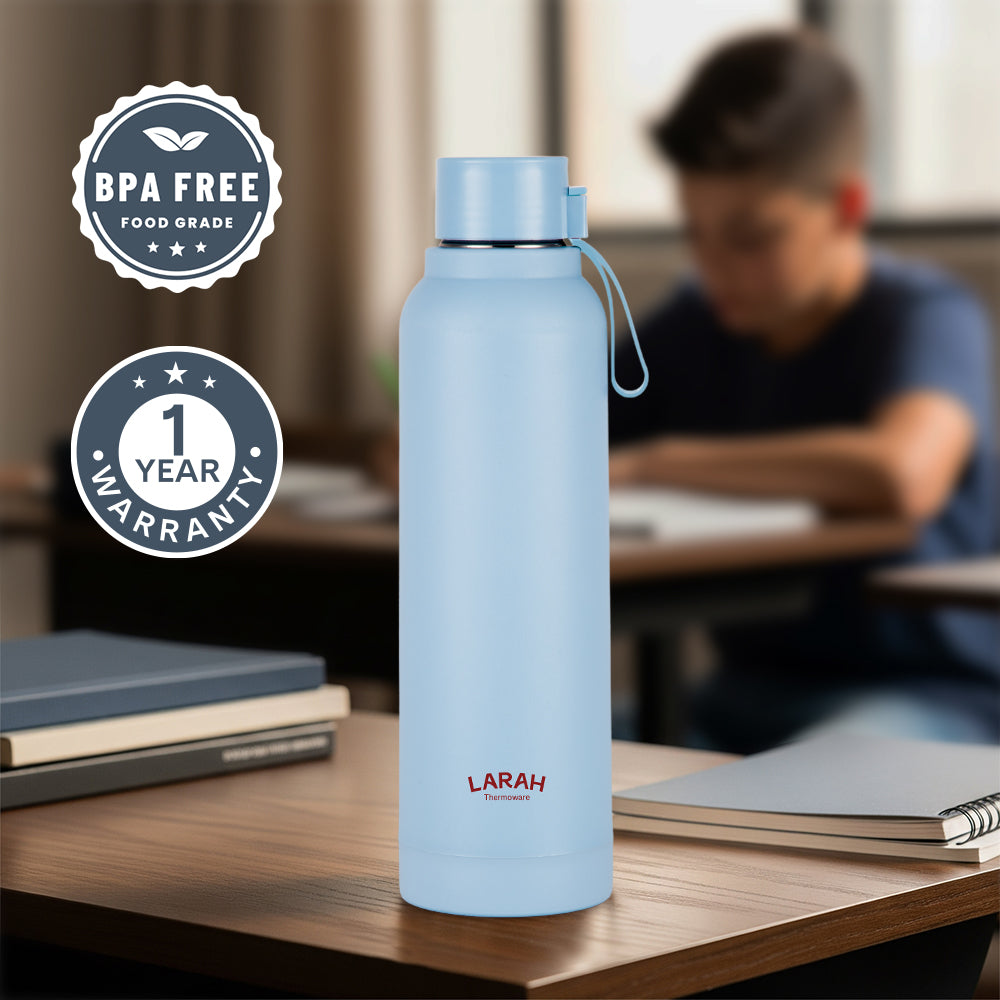 Larah Orbit Round PU Thermoware Bottle, 700 ml, Sky