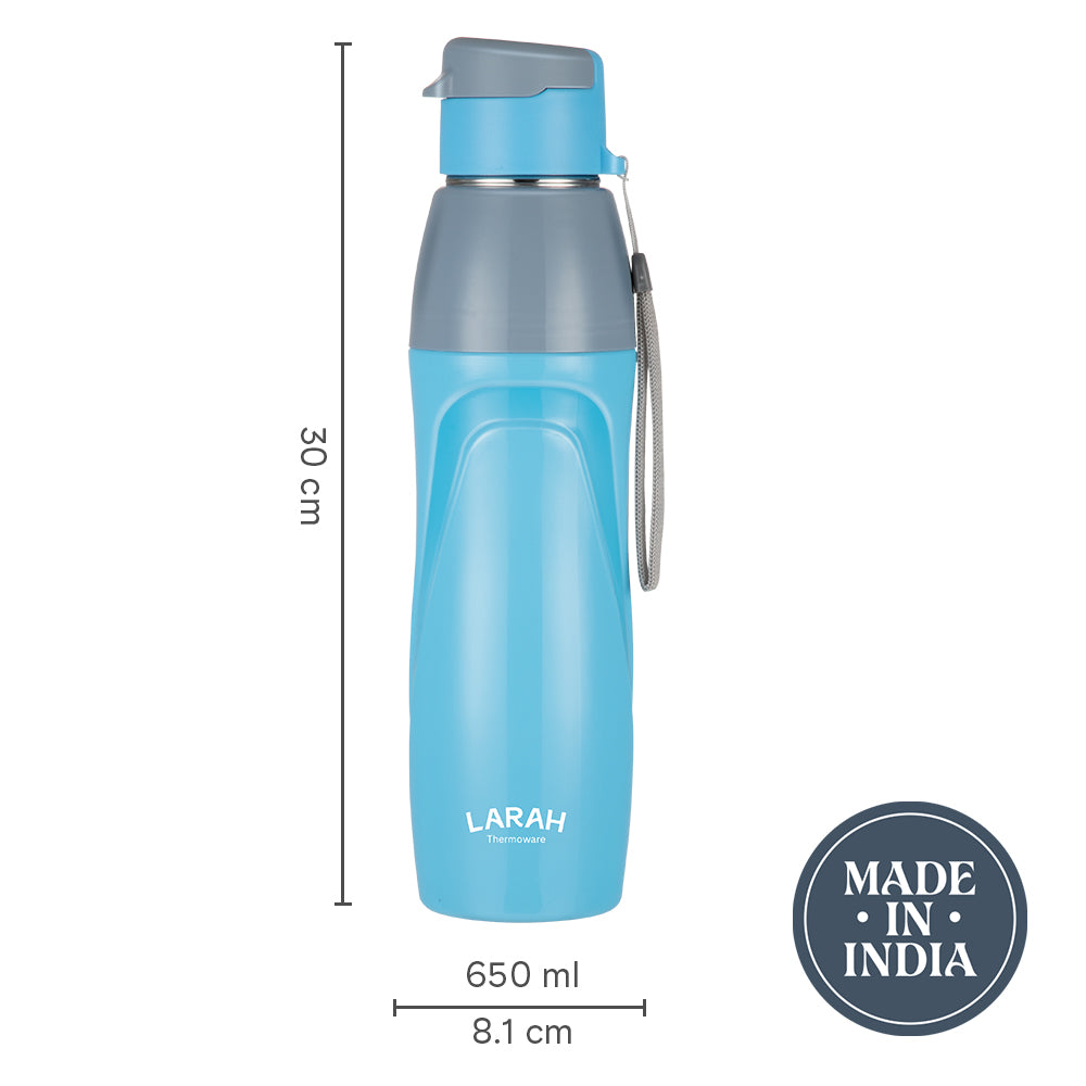 Larah Drift Round PU Thermoware Bottle, 650 ml, Sky