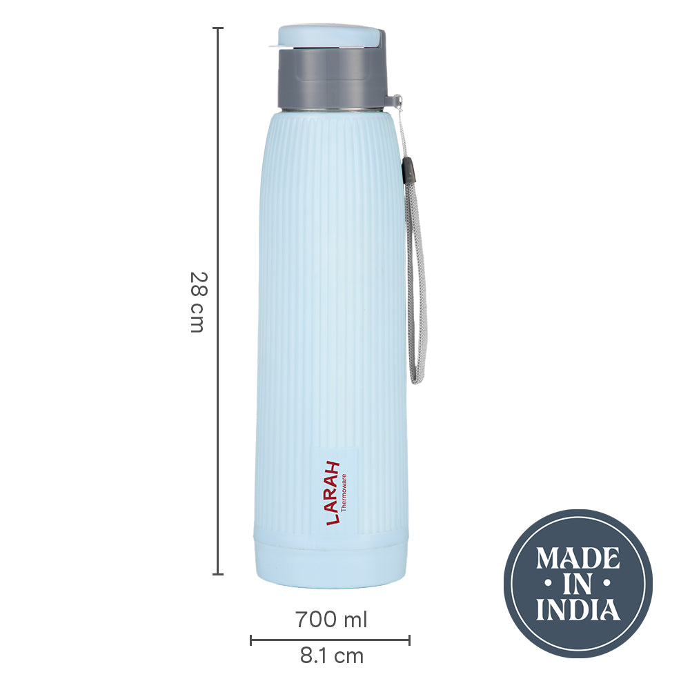 Larah Lava Fluted PU Thermoware Bottle, 700 ml, Grey