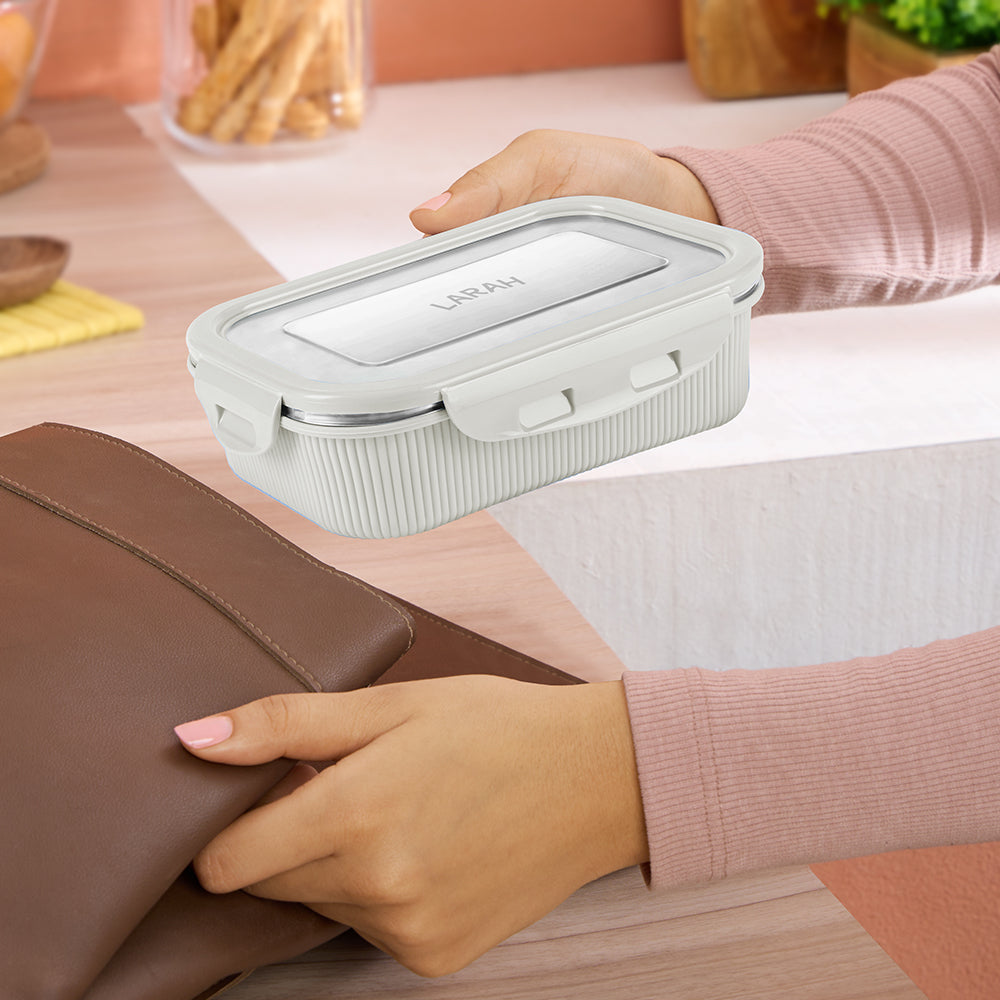 Larah Freshbyte Rectangular Lunch Box, Grey