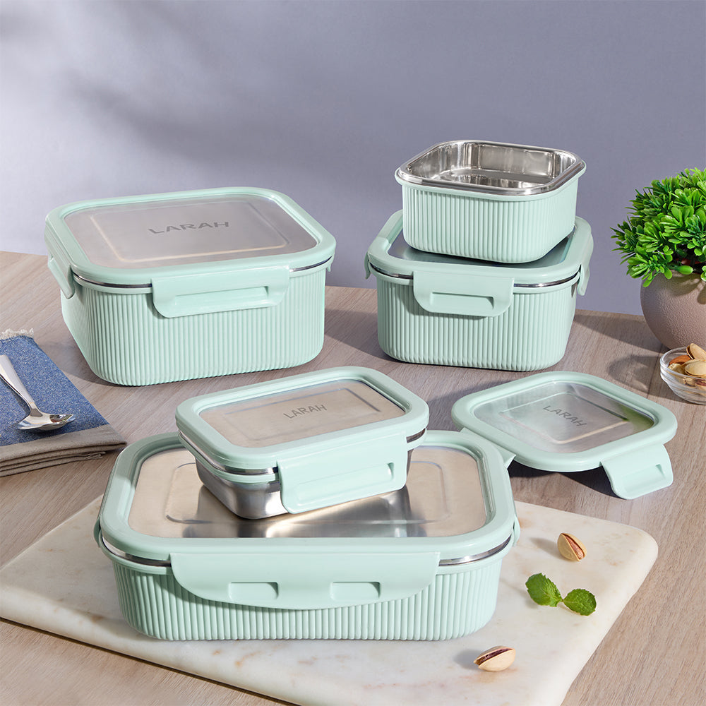 Larah Freshbyte Square Container with Lid, Green