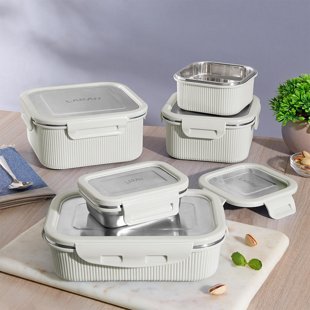 Larah Freshbyte Square Container with Lid, Grey