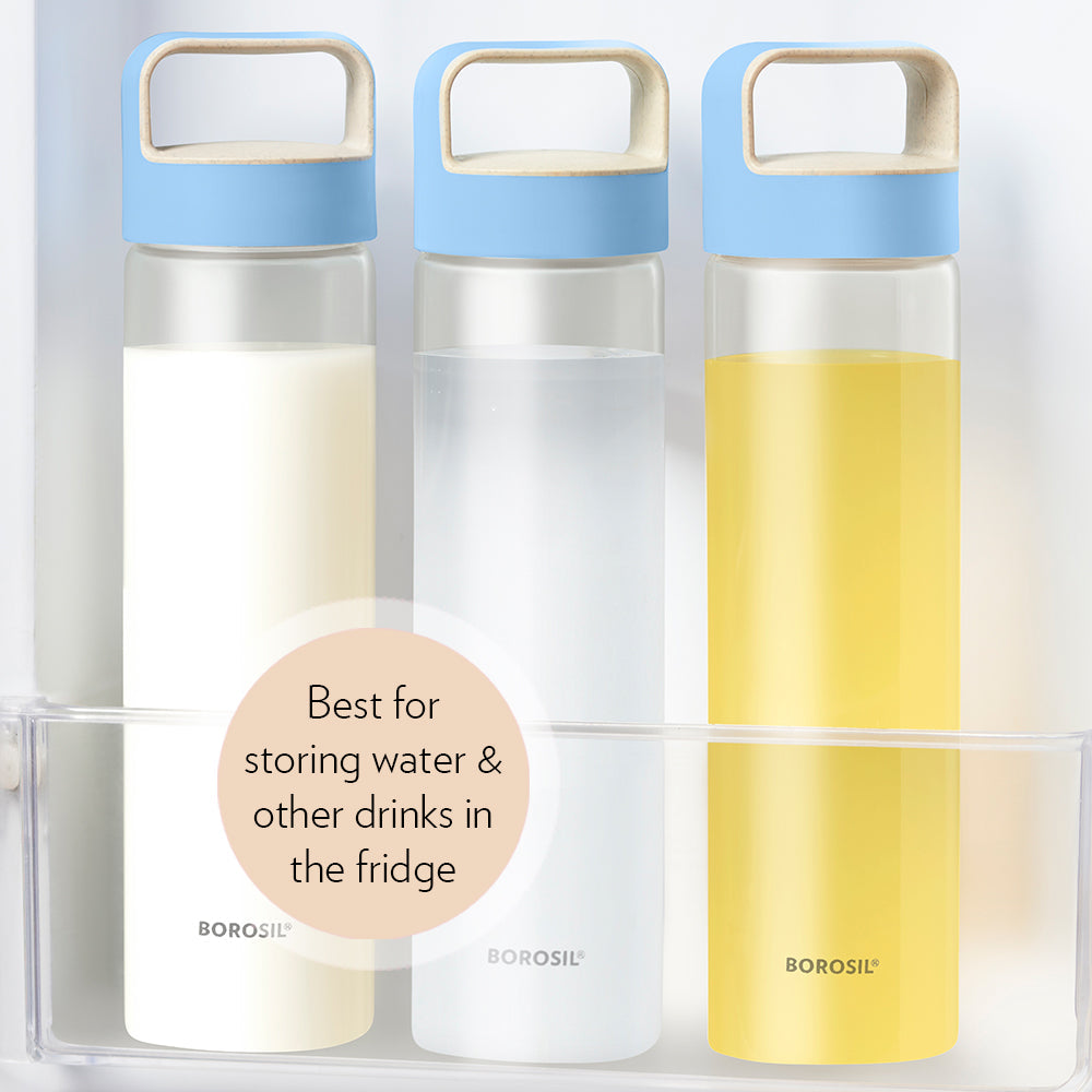 Neo Borosilicate Glass Bottle - Blue Lid
