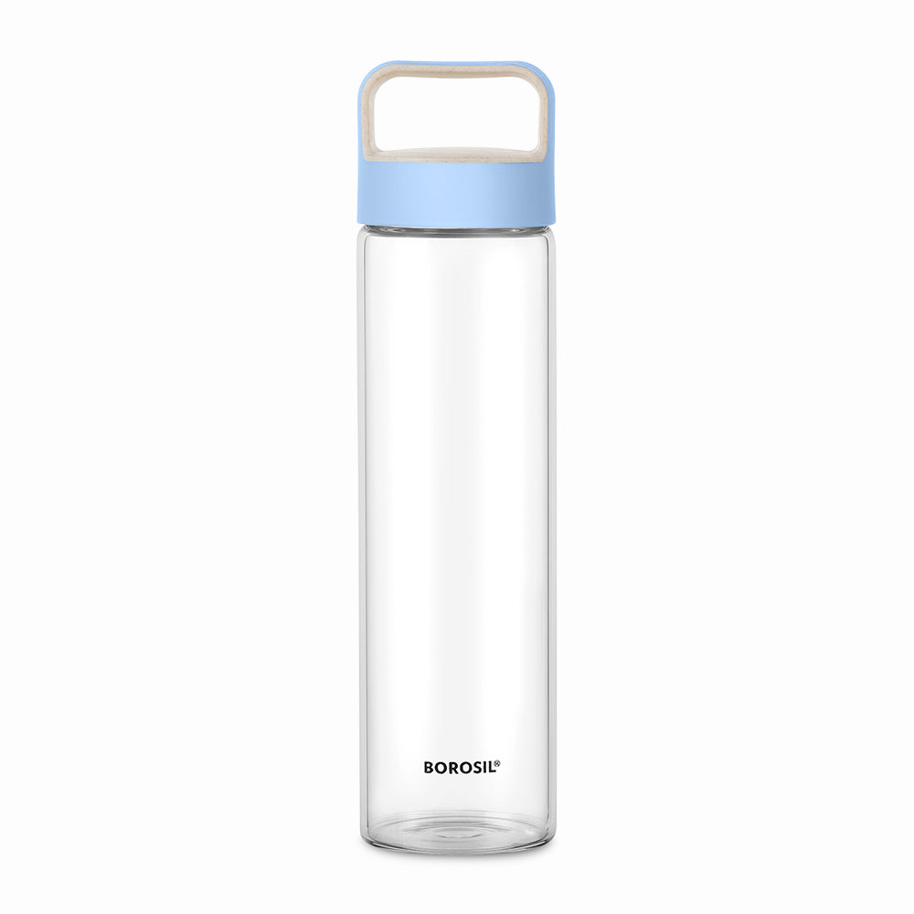Neo Borosilicate Glass Bottle-Blue Lid-Personalise