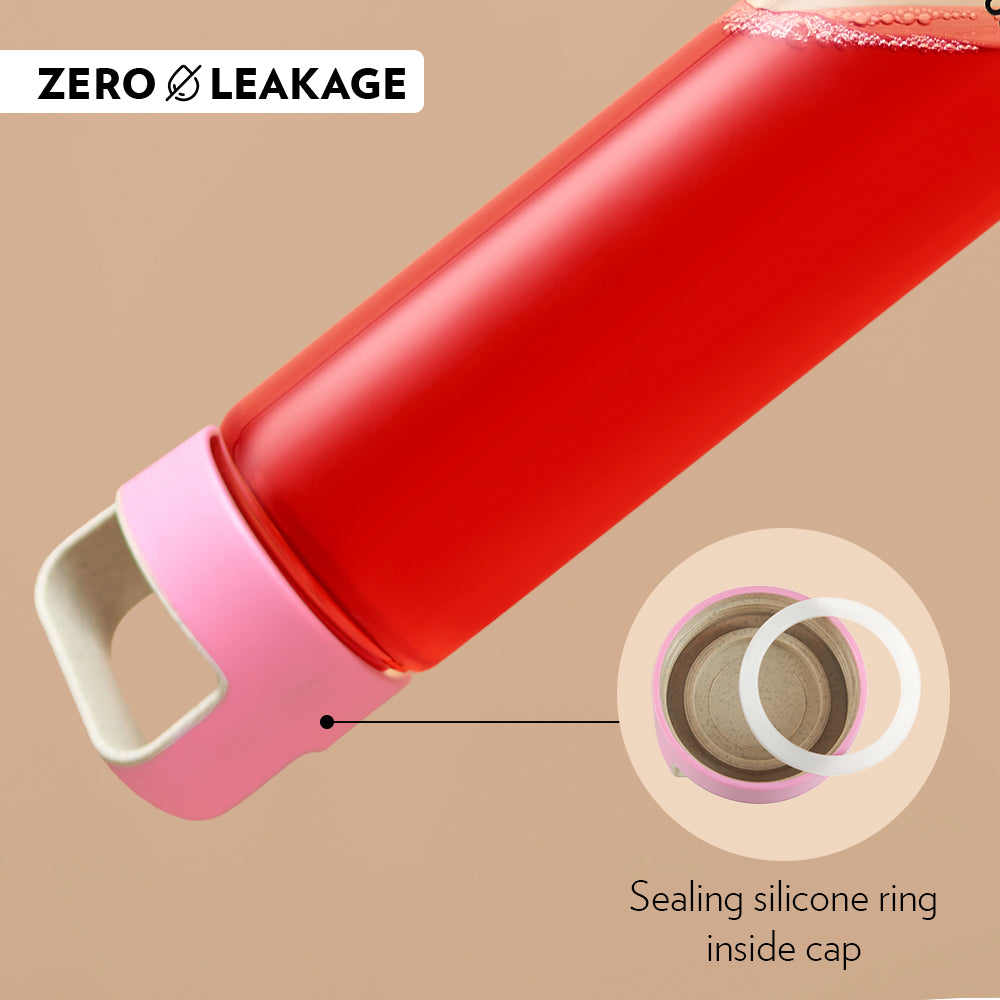 Neo Borosilicate Glass Bottle - Pink Lid