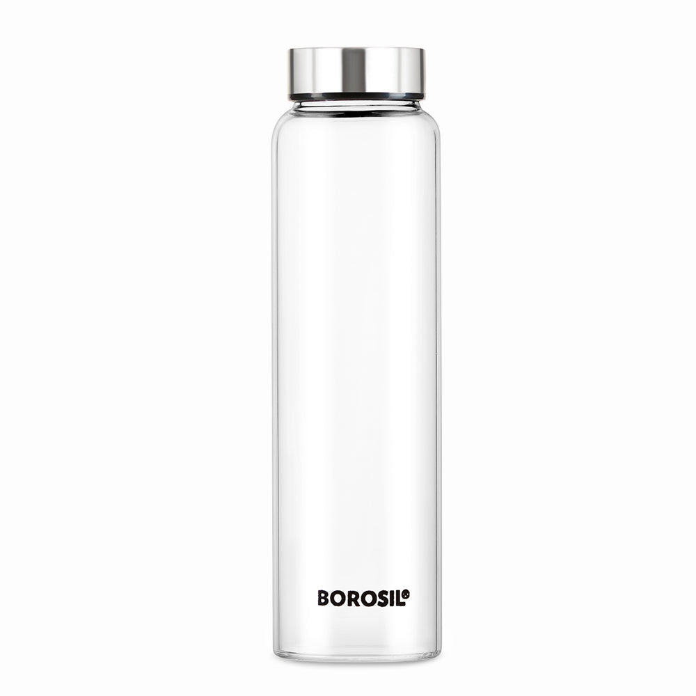 Borosil Crysto Glass Bottle w SS Lid, 750ml