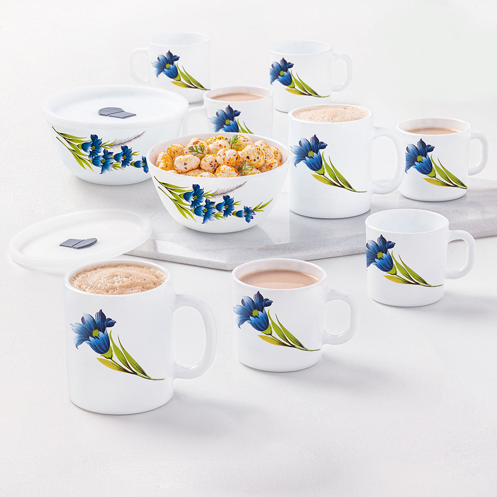 Larah by Borosil Nina Snack Set w Mugs, 12 pc
