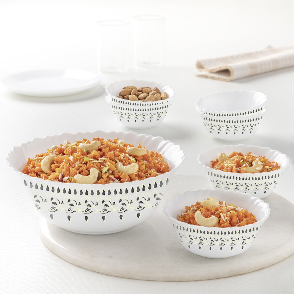 Larah by Borosil Ora Gold Pudding Set, 7 pc (Small)