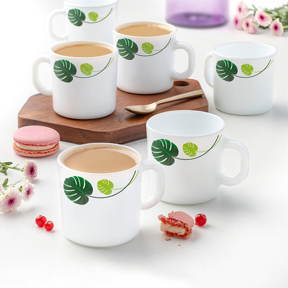 Larah by Borosil Palm Mug Set, 180ml x 6