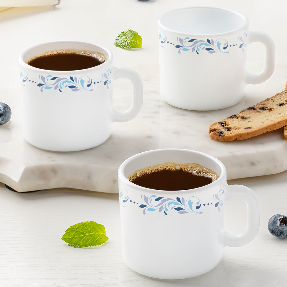 Larah by Borosil Skyleaf Mug Set, 180ml x 6