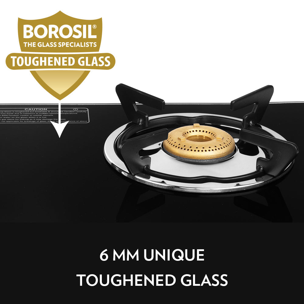 My Borosil Cooktop 2 Burners (1 Large & 1 Small) Borosil Blaze Glass-top Gas stove, 2 Burners